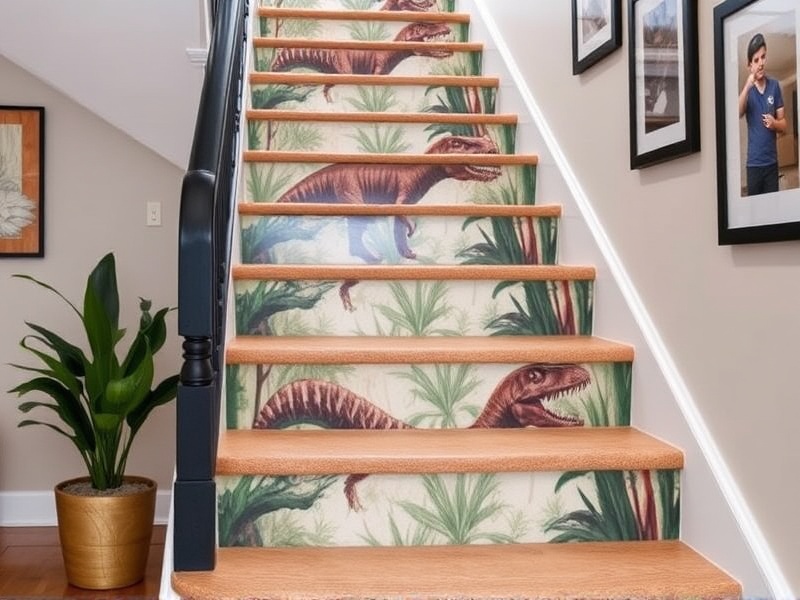 Adding a Prehistoric Touch with T-Rex Picture Frame Stairs