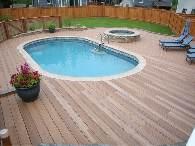 composite decking around pool