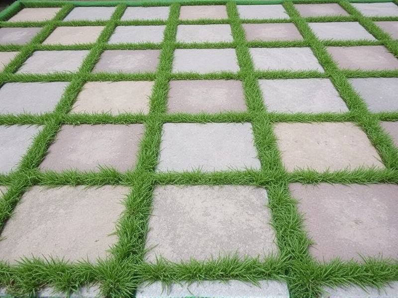 interlocking outdoor tiles over grass