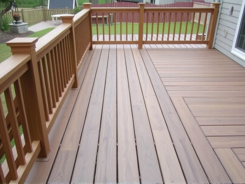 composite decking and wooden rails