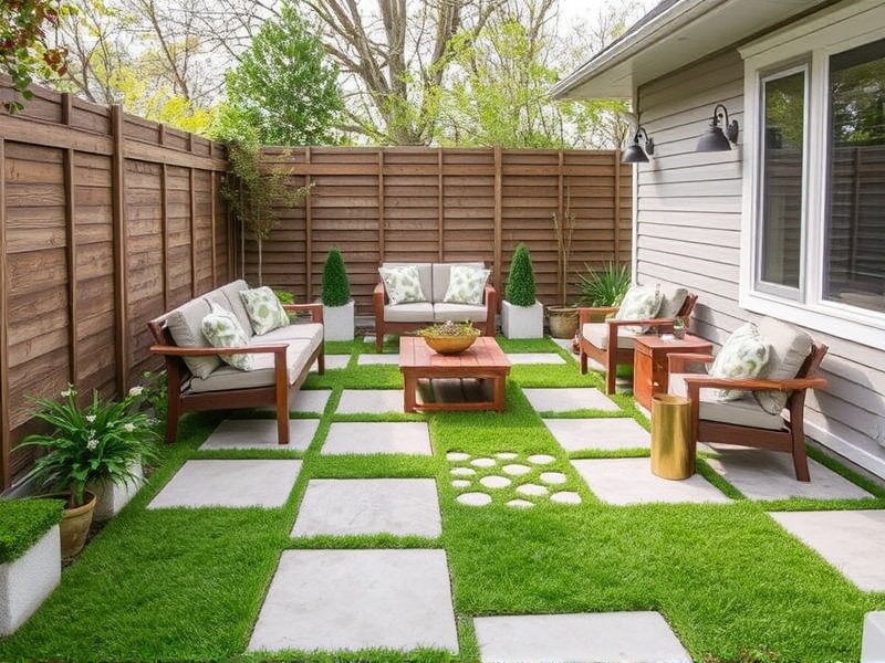 Designing a Tile and Grass Patio for Year-Round Use